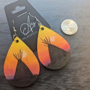 Hand-Painted Sunset Tipi Earrings